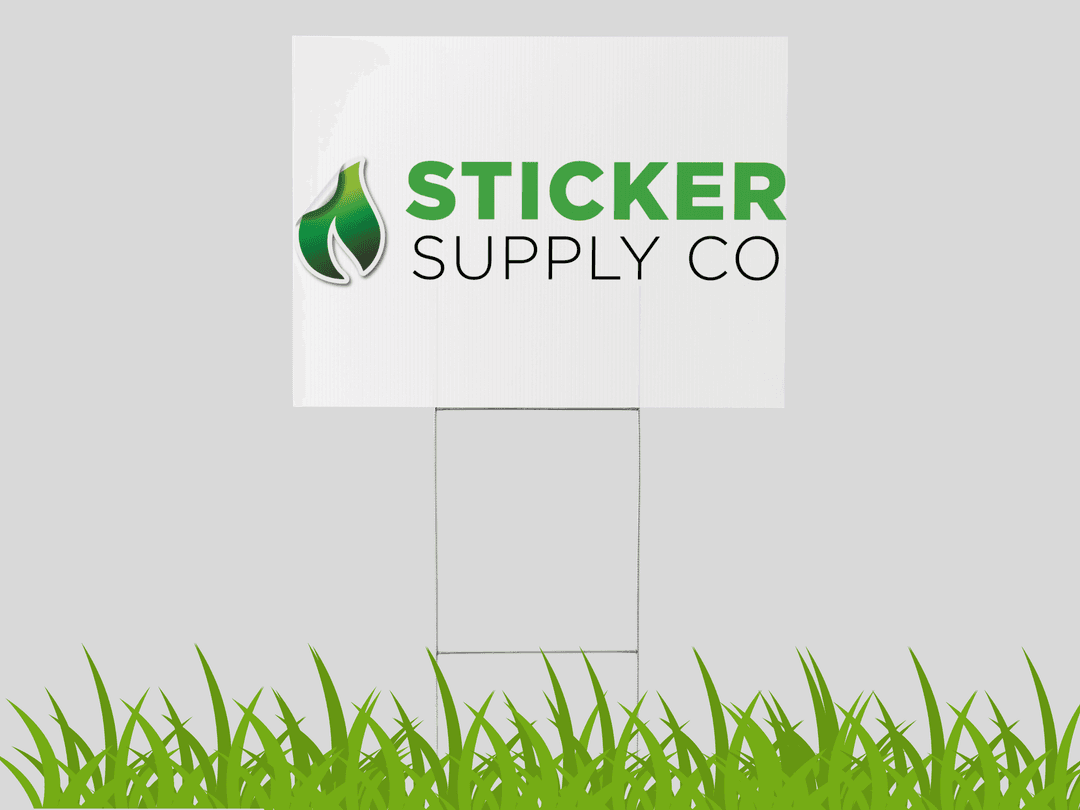 Custom rigid coroplast yard signs with double-sided printing and metal stake